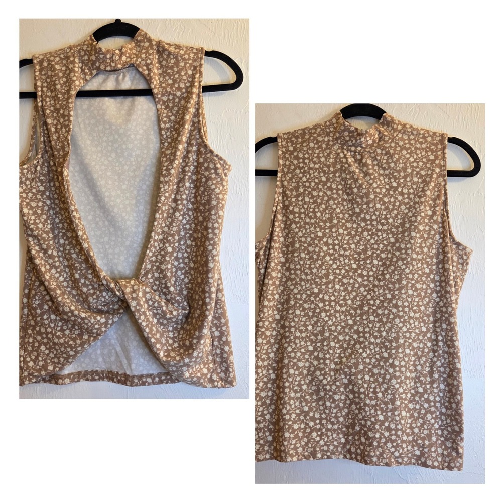 Willow & Root Womens Large Brushed Knit Floral Tank‎ Boho-chic Cottage Coquette